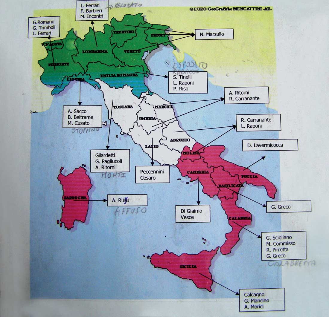 La cartina con tutti gli osservatori sparsi in Italia