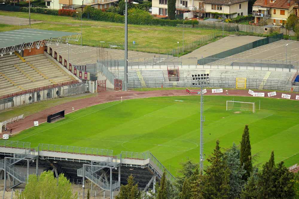 veduta dall'alto dello stadio Comunale di Arezzo