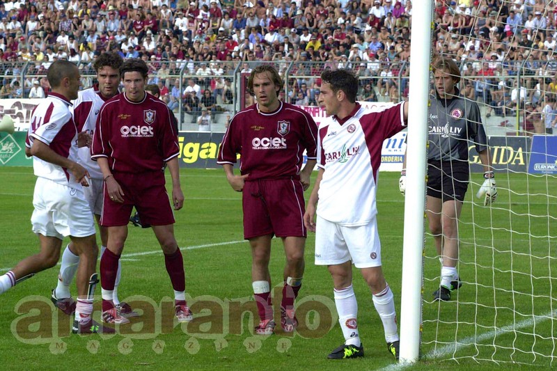 Frick e Vendrame contro il Livorno nel play-off del 2001