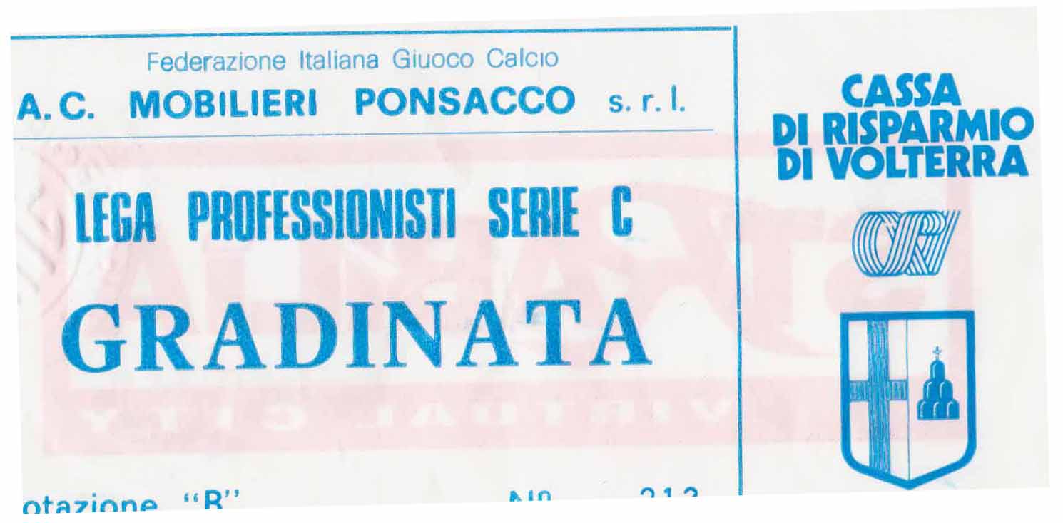 il biglietto per la partita di Ponsacco del novembre 1997
