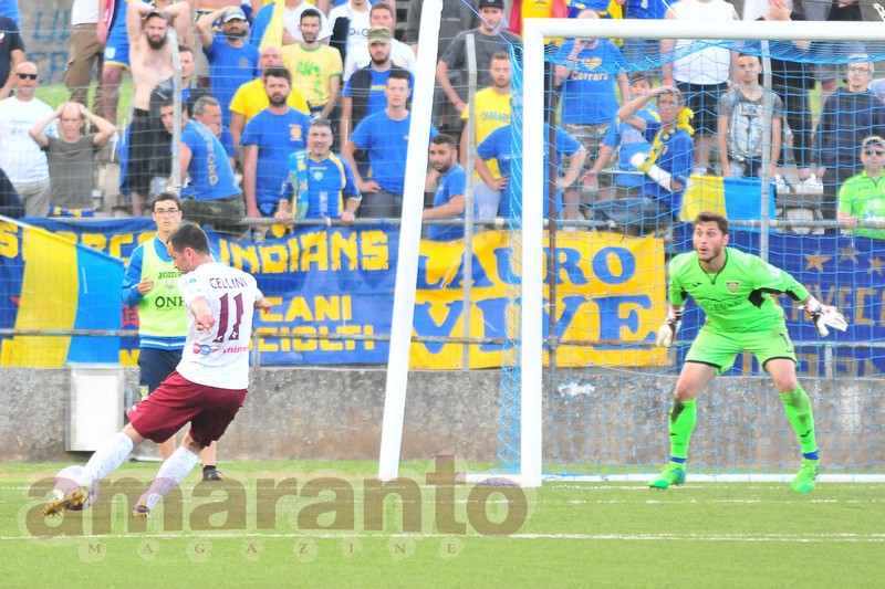 il gol decisivo di Cellini a Carrara