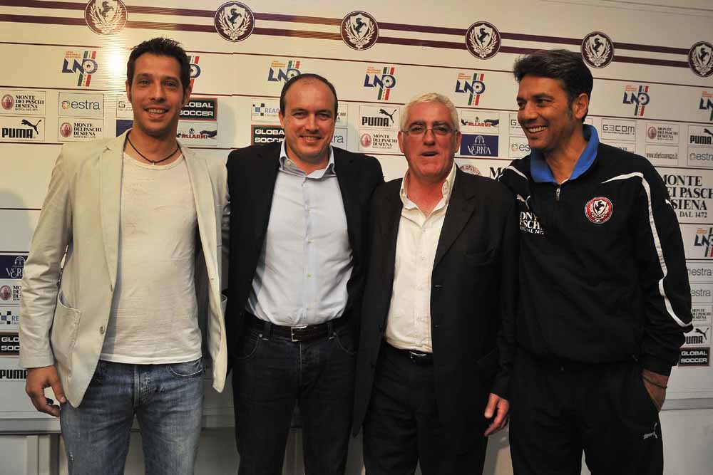 il nuovo staff tecnico dell'Arezzo: Bacis, Balbo, Martucci e Tocci
